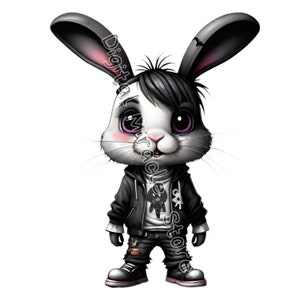 Emo Bunny PNG, Bunny Clipart, Emo Rabbit, Gothic Bunny, Punk Bunny ...