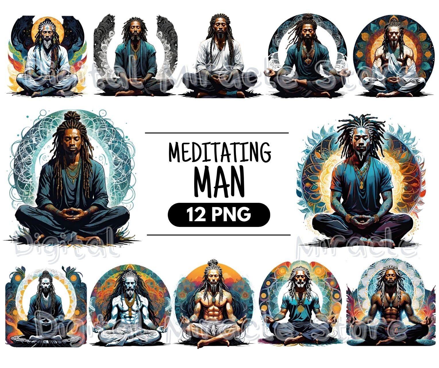 Meditation PNG, Meditating Man, Rasta PNG, Yoga Clipart, Spiritual Mens ...