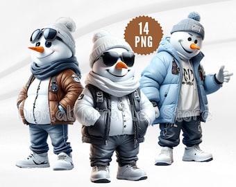 Christmas Snowman PNG, Cool Snowman, Hip Hop Snowman, Rapper Snowman, Funny Snowman in Clothes, Snowman in Sunglasses, Snowman Clipart