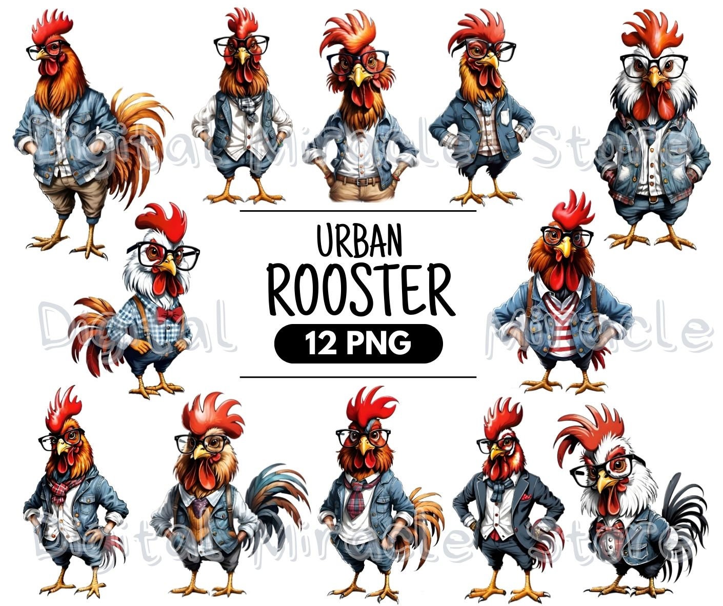 Urban Rooster, Funny Rooster PNG, Hipster Rooster, Funny Chicken PNG ...