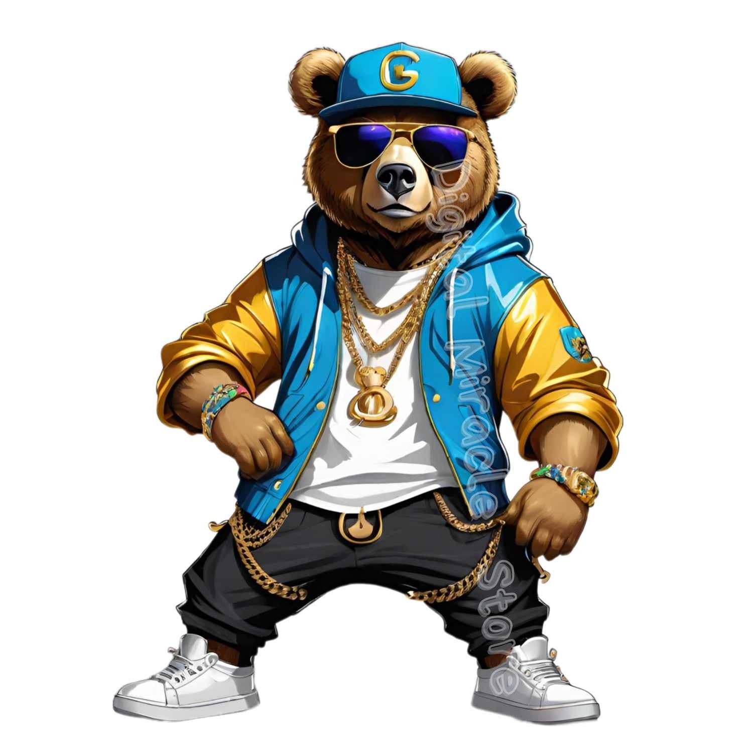 Hack Raper Bear Hip Hop Bear PNG, Bear Sublimation, Gangster Bear, Cool Bear, Money ...