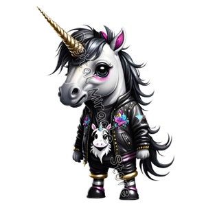 Emo Unicorn, Gothic Unicorn, Cute Emo, Black Unicorn, Dark Fantasy Unicorn, Cool Unicorn, Punk Rock Unicorn, Unicorn Clipart, Dark Unicorn zdjęcie 6