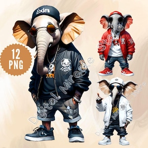 Cool Elephant Drawing, elephant png, Hip Hop Elephant png, Funny Elephant, Cool Safari Animal Print, Elephant Art, Funny Animal