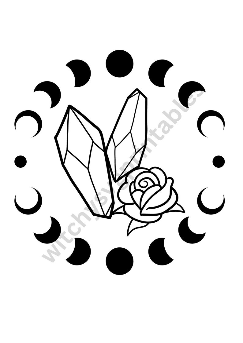 Moon Phase Roses Moon Phase Crystal Roses DIGITAL Download Svg, Crystal Flowers Moon Jpg ...