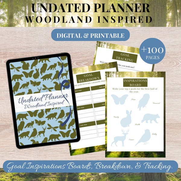 Woodland Wildlife Printable Planner with Desk Calendar and Goal Tracker