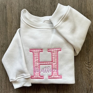 Girls Embroidered Initial Sweatshirt: Personalized Toddler Crewneck
