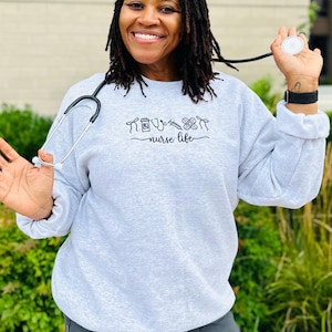 Embroidered Nurse Sweatshirt: Coquette Healthcare Pullover, New Grad Gift