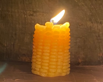 Beeswax Corn Candle | All Natural Beeswax Candle | Pure Unscented Beeswax |  Fall Candles | Autumn Decor