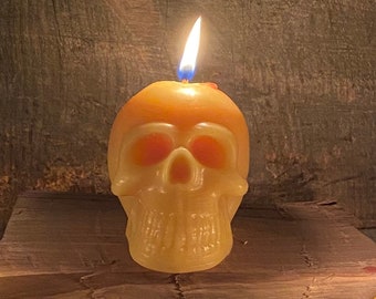 Large Skull Candle | Natural Beeswax Candle | Luminary or Candle | Unscented | Halloween Candle | Gothic Decor