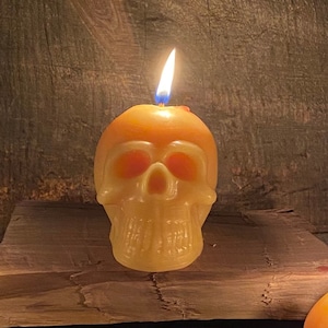 Large Skull Candle | Natural Beeswax Candle | Luminary or Candle | Unscented | Halloween Candle | Gothic Decor