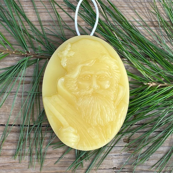 Oval Santa, Pure Beeswax Ornament