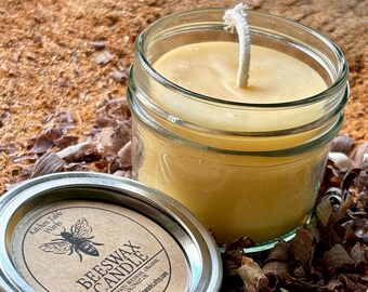 Beeswax Mason Jar Candle | 4 oz | 100% Natural Beeswax + Coconut Oil | Aromatherapy | Eco Friendly | Jar Candle | Hand Made Gift