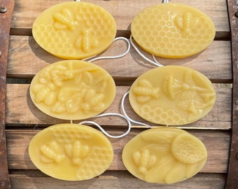 Bee Ornament Set, Pure Beeswax Ornaments (set of 6)