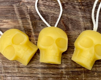 Halloween Skull Set, Pure Beeswax Ornaments (set of 3)