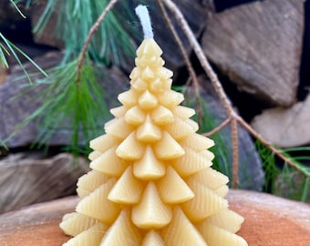 Small Christmas Tree Candle, Pure Beeswax