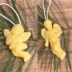 Small Angel Set | Pure Beeswax Ornaments (Set of 2) | Natural Beeswax Decor | Xmas Tree Ornament