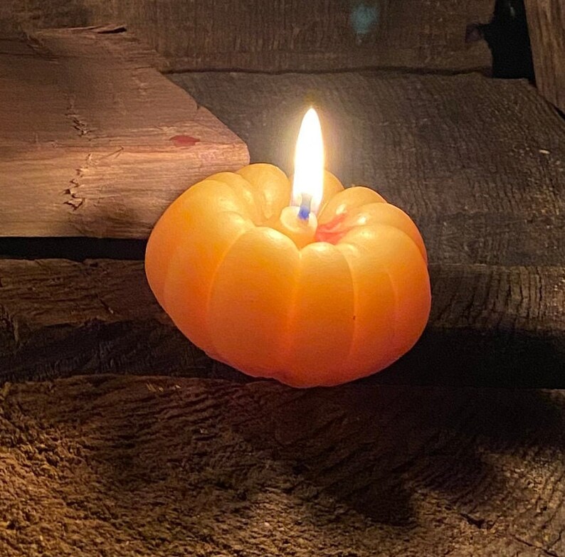 Beeswax Pumpkin Candle large 100 Natural Beeswax Halloween Candle Fall