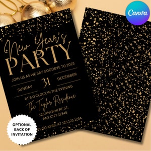 New Year&#39;s Eve Party Invitation | New Year&#39;s Invite | Printable Editable Canva Template | Editable Invitation | New Year&#39;s Party | New Year