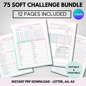 75 Soft Challenge Tracker, 75 Soft Challenge, 75 Day Challenge Printable, Fitness Journal, Self Improvement, Weight Loss Challenge, PDF