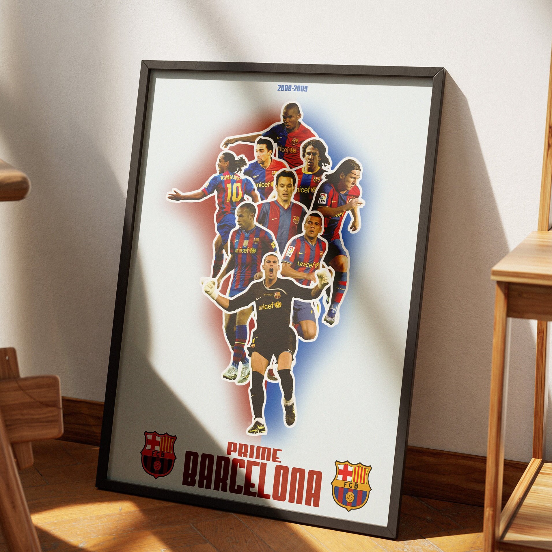 Lionel Messi 2008/2009 Barcelona Retro Shirt Art Board Print for