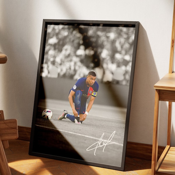 Affiche de Kylian Mbappé, décoration d'intérieur France, impression d'art football, affiche d'art de fan, produit numérique