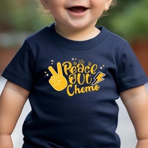 Peace Out Chemo Infant Tee/Childhood Cancer Chemo Support Gift/Child Cancer Fighter Warrior/Gold Ribbon Awareness/Pediatric Cancer Survivor