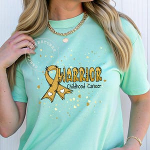 Childhood Cancer Warrior Unisex TShirt/Pediatric Cancer Treatment Gift Tee/Child Cancer Fighter Survivor Shirt/Gold Ribbon Awareness Shirt