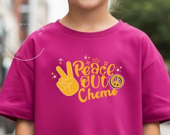 Peace Out Chemo Kids Cancer T Shirt/End Treatment Childhood Cancer Gift/Pediatric Cancer Fighter Warrior Survivor/Gold Ribbon Awareness Tee