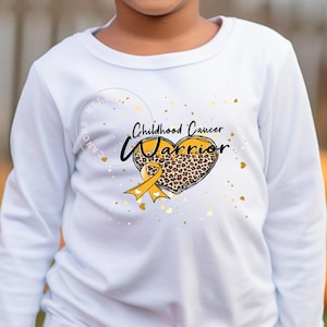Childhood Cancer Gold Ribbon Warrior Toddler Long Sleeve Tee/Pediatric Cancer Chemo Gift Shirt/Child Cancer Survivor Fighter Awareness Shirt