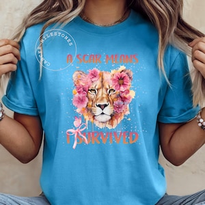 Scar Means I Survived Breast Cancer TShirt/Coquette Pink Ribbon Chemo Gift Shirt/BreastCancer Fighter Survivor Warrior Thriver Awareness Tee