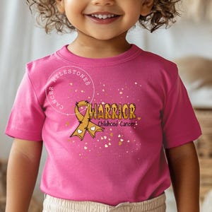 Childhood Cancer Gold Ribbon Warrior Infant T Shirt/Pediatric Cancer Chemo Care Gift Shirt/Child Cancer Survivor Fighter Awareness T Shirt