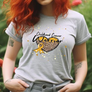 Childhood Cancer Warrior Leopard Heart TShirt/Pediatric Cancer Fighter Survivor Warrior Chemo Gift Shirt/Child Cancer Research Support Shirt