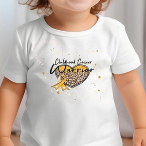 Childhood Cancer Gold Ribbon Warrior Infant Tee/Pediatric Chemo Treatment Gift Shirt/Child Cancer Survivor Fighter Research Awareness Shirt