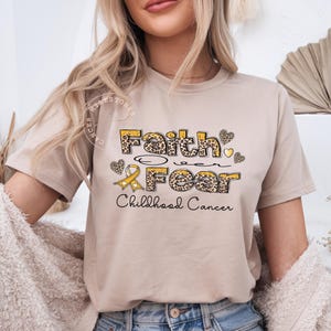 Faith Over Fear Childhood Cancer Awareness T Shirt/Pediatric Cancer Fighter Warrior Survivor Gift Shirt/Child Chemo Treatment Support Shirt