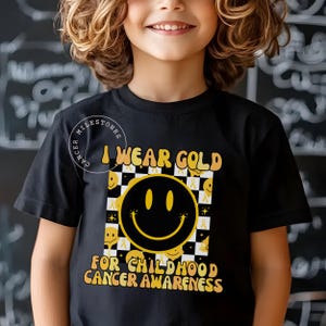 I Wear Gold For Childhood Cancer Awareness Youth TShirt/Gift For Pediatric Cancer Fighter Survivor Warrior Shirt/Child Chemo Treatment Shirt