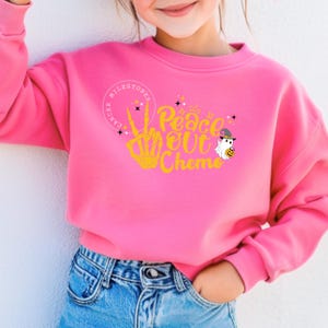 Peace Out Chemo Halloween Childhood Cancer Awareness Youth SweatShirt/Pediatric Cancer Fighter Survivor Warrior Shirt/Child Chemo SweatShirt