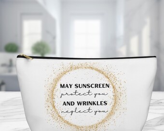May Sunscreen Protect You Melanoma Awareness Accessory Pouch With T-Bottom/Funny Travel Medicine Bag/Medication Pill Organizer/Drug Storage