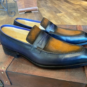 Leder/Wildleder blau Loafer