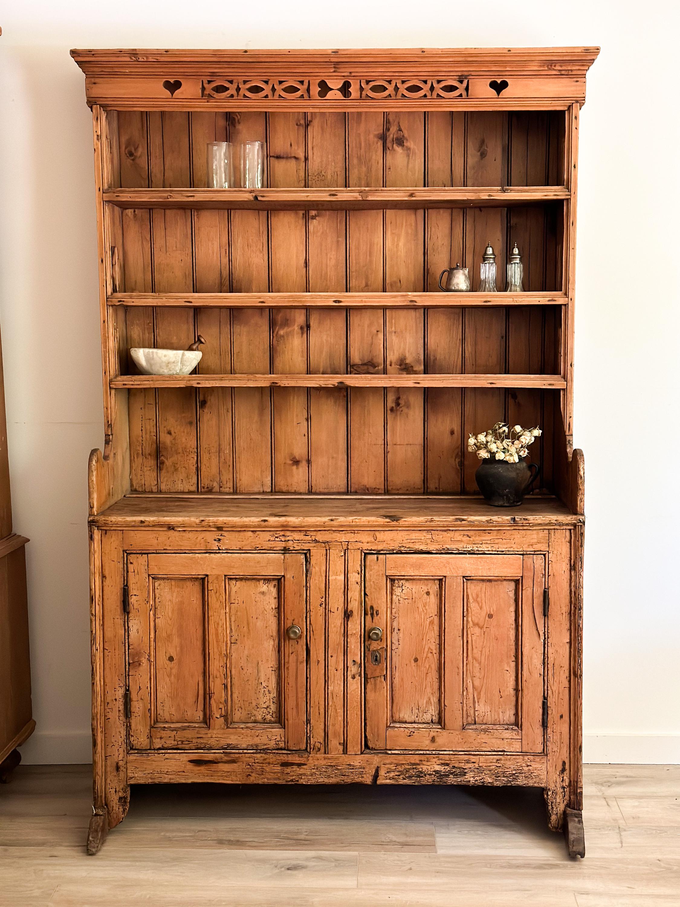 Antique Irish Pine Step Back Hutch Etsy
