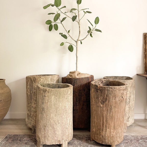 Antique nagaland wooden bin/planter