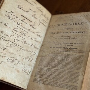 Antique leather bound Holy Bible book from 1800s