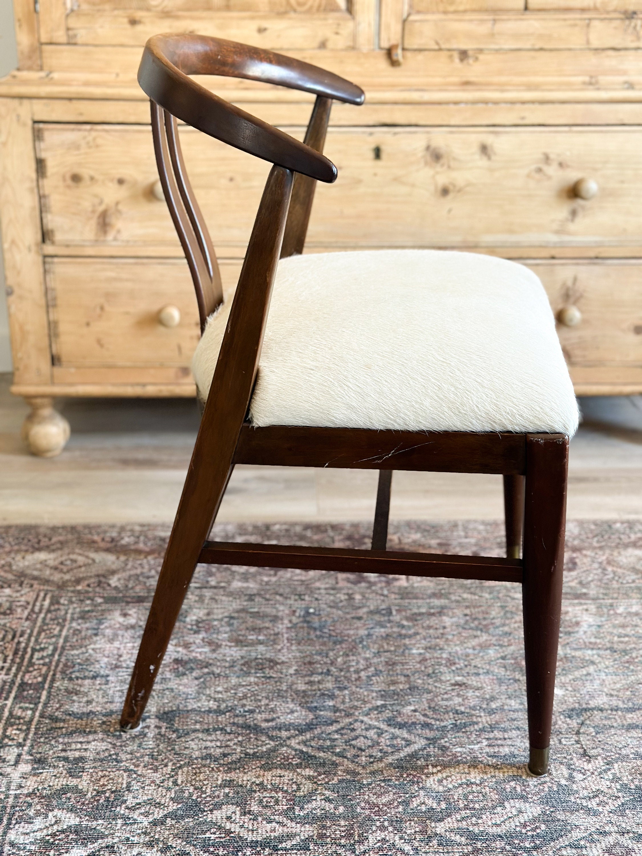 Mid-century Danish Horseshoe Curved Back Chairs With Cow