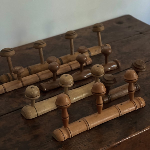 Antique French Faux Bamboo Carved Coat & Hat Rack, 1920s