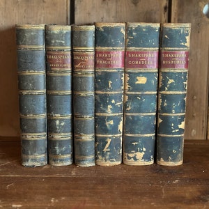Antique leather bound shakespeare book collection