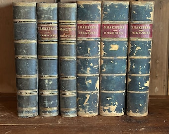 Antique leather bound shakespeare book collection