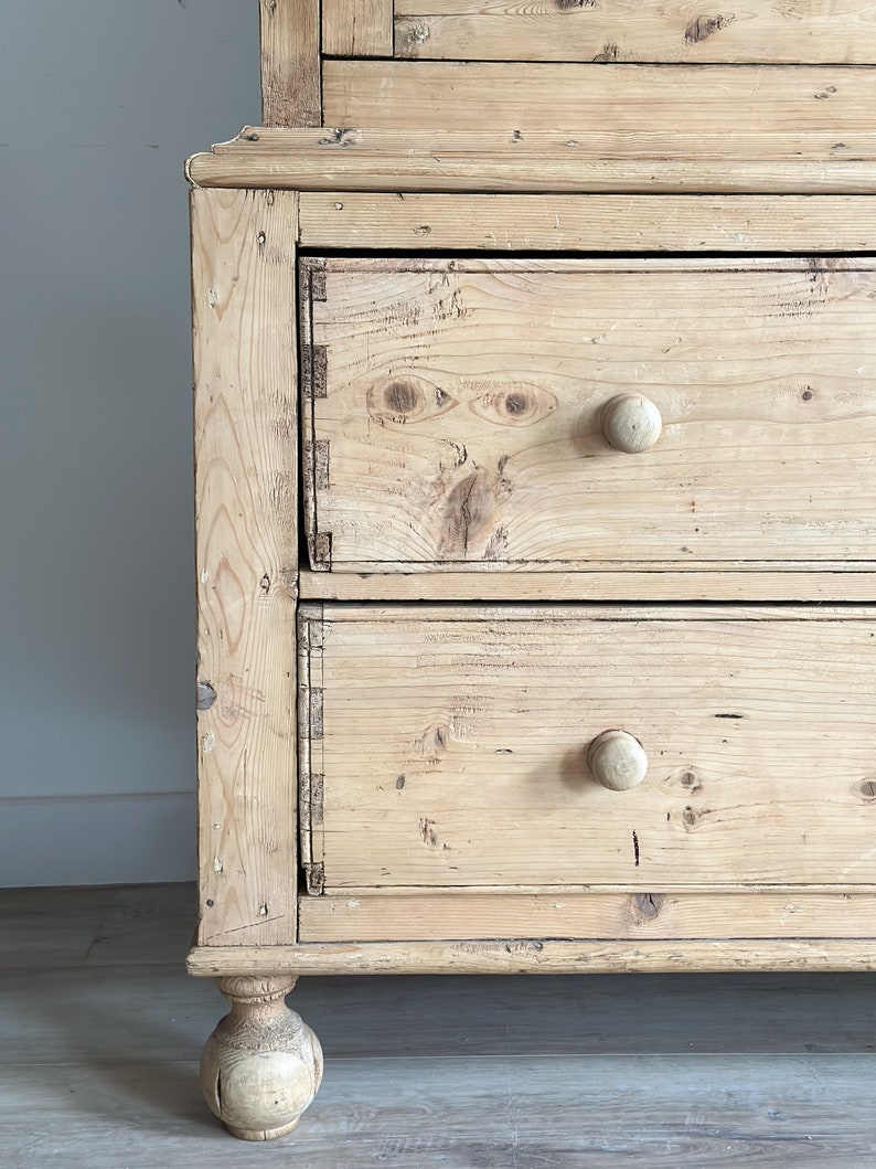 Antique English Pine Linen Press Etsy