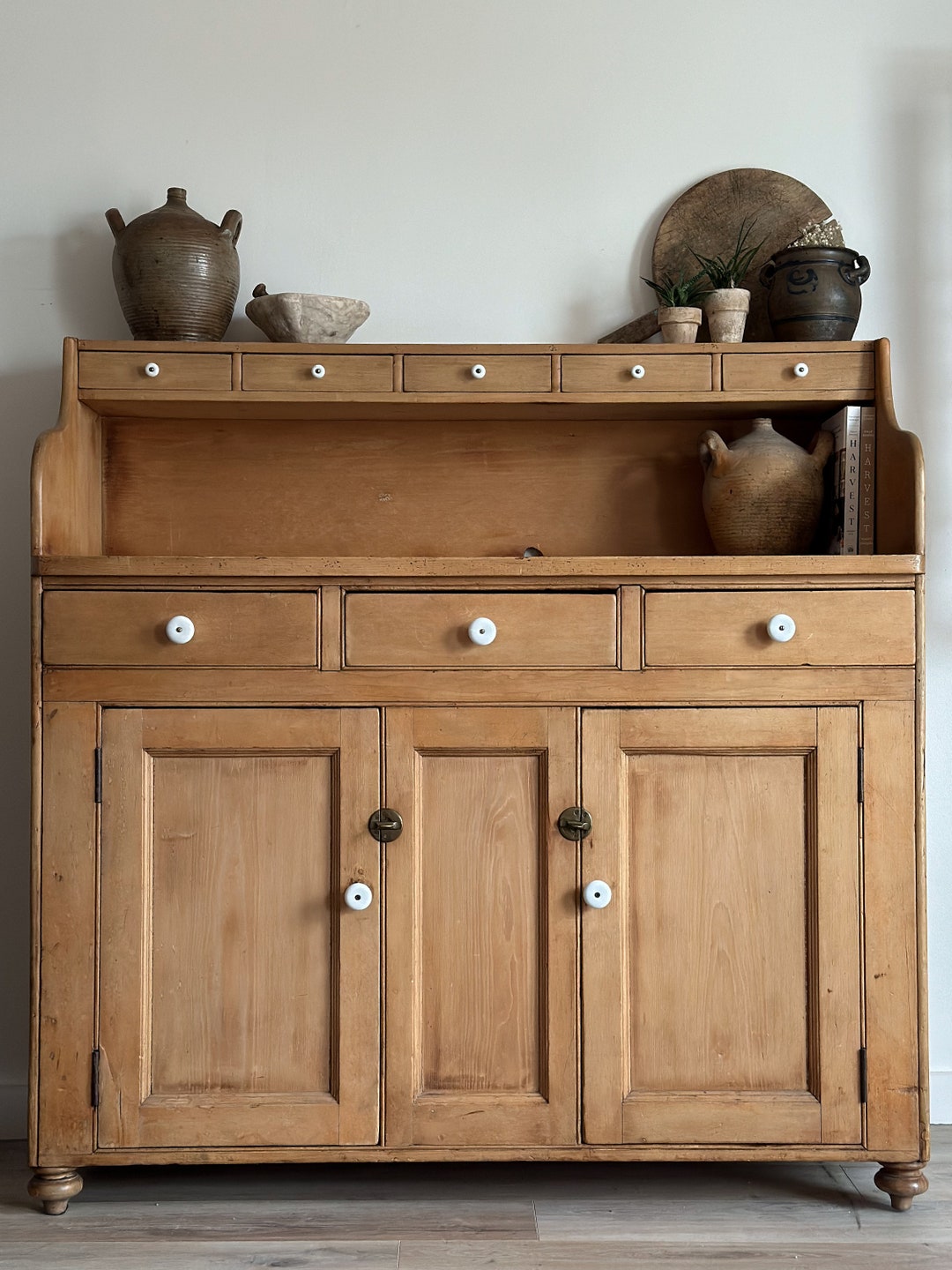 Large Antique European Pine Sideboard Etsy