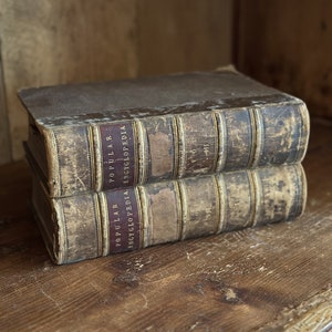 Antique leather bound book collection (Popular Encyclopedia)