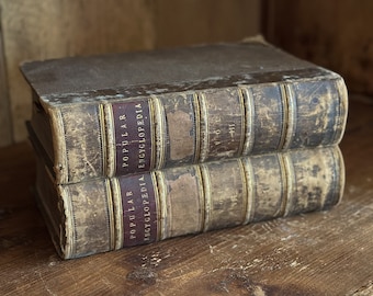 Antique leather bound book collection (Popular Encyclopedia)