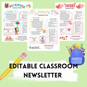Newsletter Template, Editable Newsletter, Monthly Newsletter, School Newsletter, Classroom Newsletter